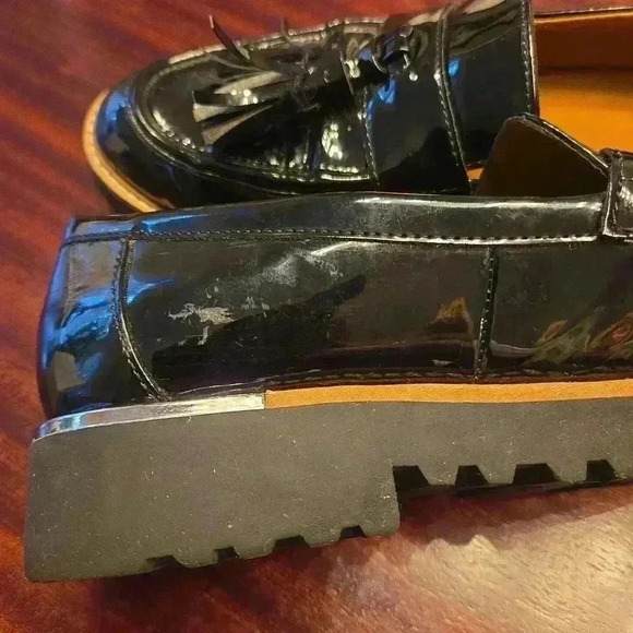 Franco Sarto Carolyn Tassel Loafer Womens Black Patent Leather Size 9 - Picture 8 of 10